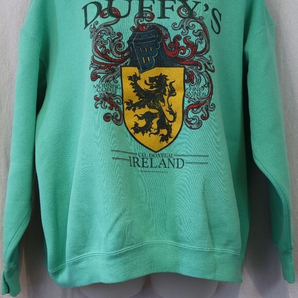 Health Knit Green Duffy’s Ireland Irish Crest Graphic Pullover Sweatshirt XL - Picture 3 of 12
